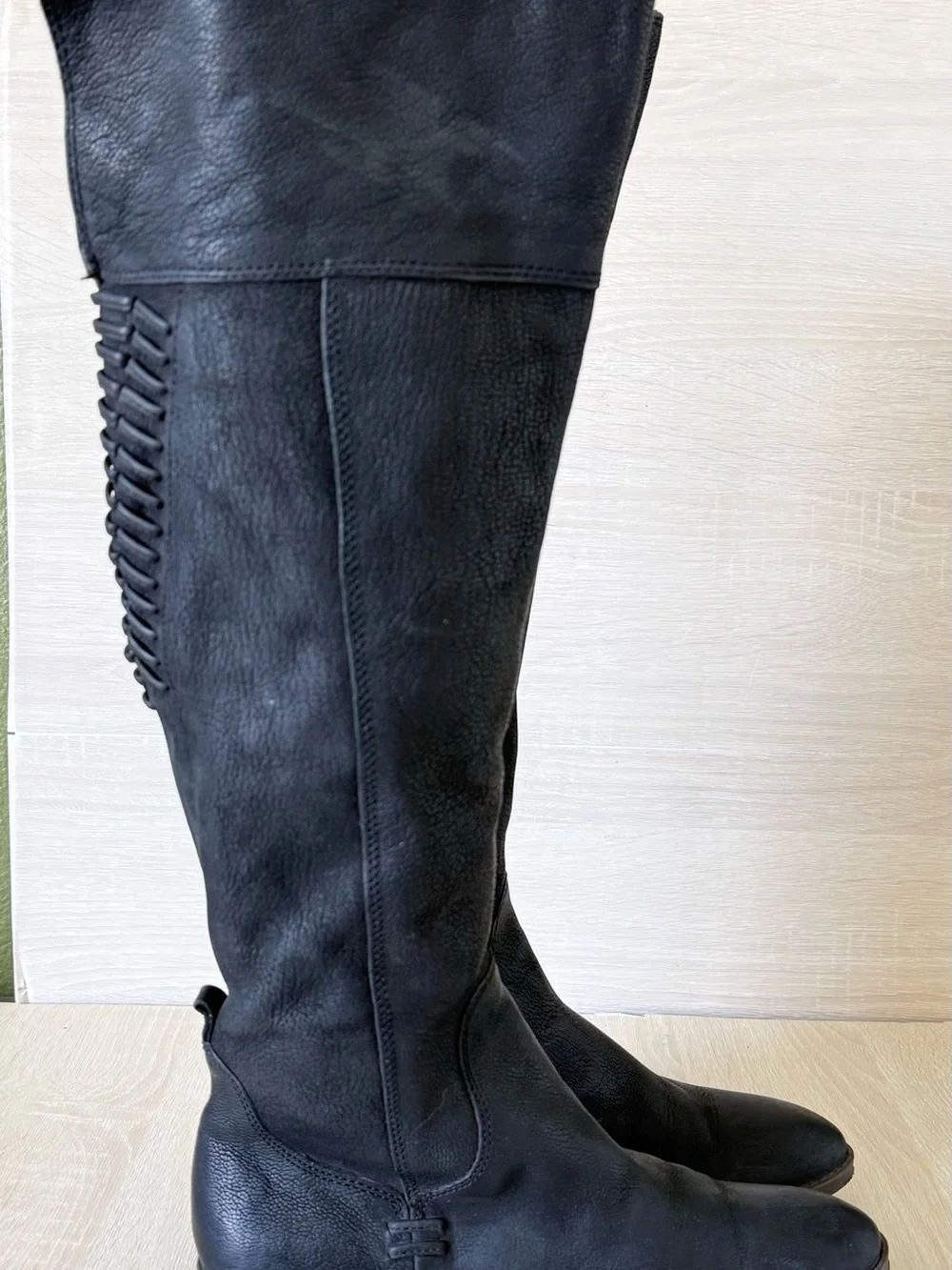 Vince Camuto Women’s Black Leather Knee High Riding Boots Size 6M 36.5